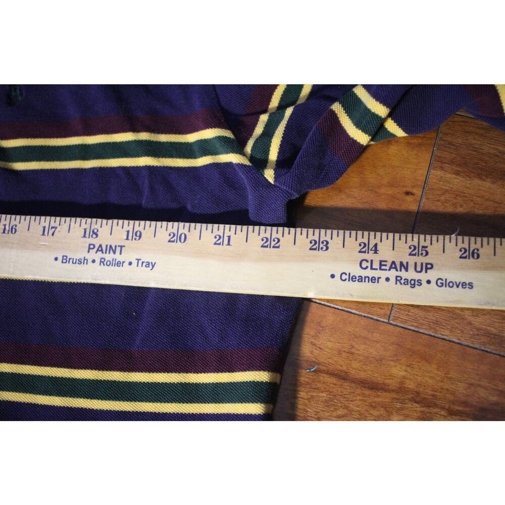 Polo Ralph Lauren Men's XL Long Sleeve Rugby Stripe Polo Shirt Navy Green Yellow - Picture 6 of 8
